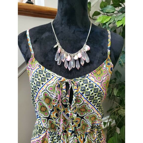 Runway Story Women's Multicolor Polyester Scoop Neck Strappy Long Maxi Dress M - Picture 2 of 10